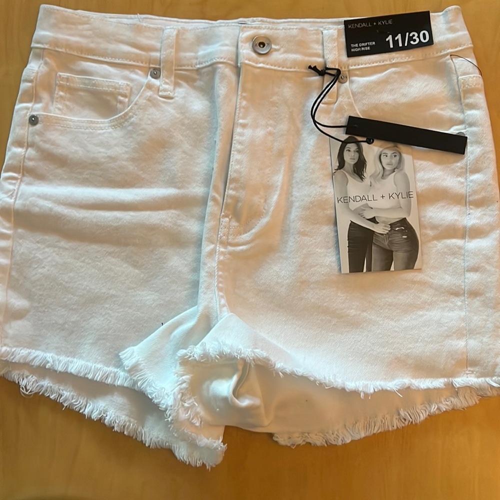 Kendall & Kylie High Rise White Denim Shorts